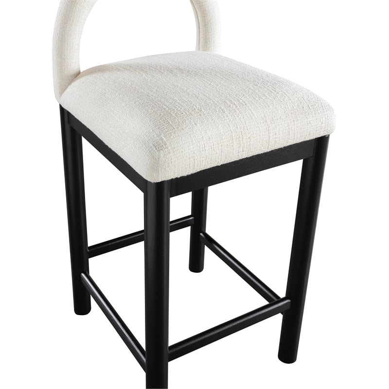 Meridian Furniture Conrad Cream Linen Textured Fabric Counter Stool