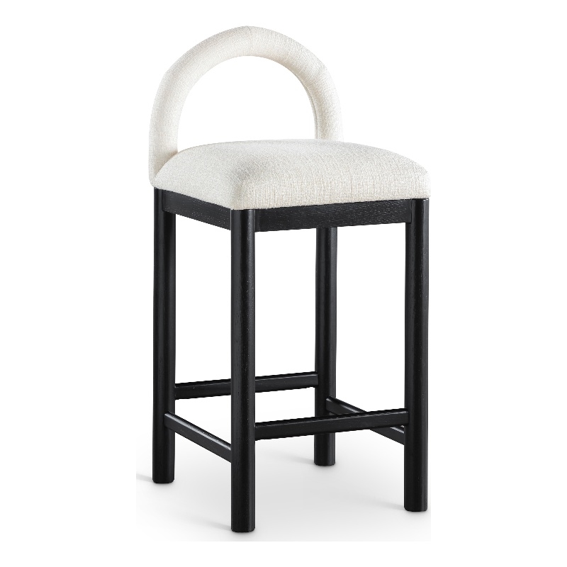 Meridian Furniture Conrad Cream Linen Textured Fabric Counter Stool