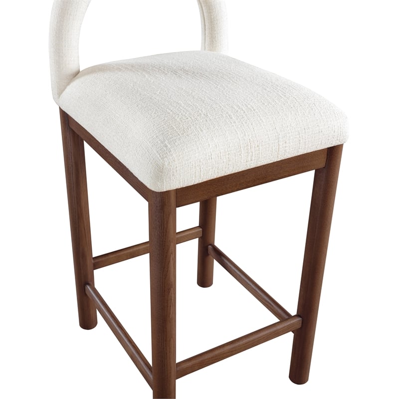 Meridian Furniture Conrad Cream Linen Textured Fabric Counter Stool