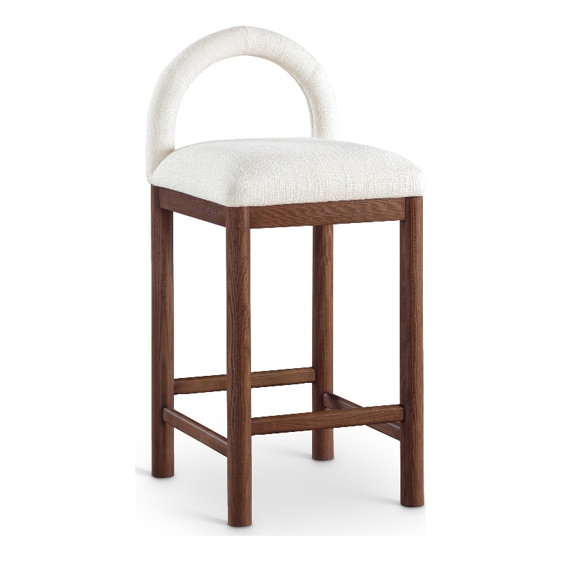 Meridian Furniture Conrad Cream Linen Textured Fabric Counter Stool