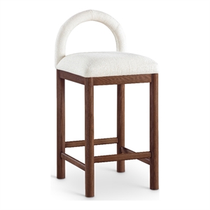 Meridian Furniture Conrad Cream Linen Textured Fabric Counter Stool