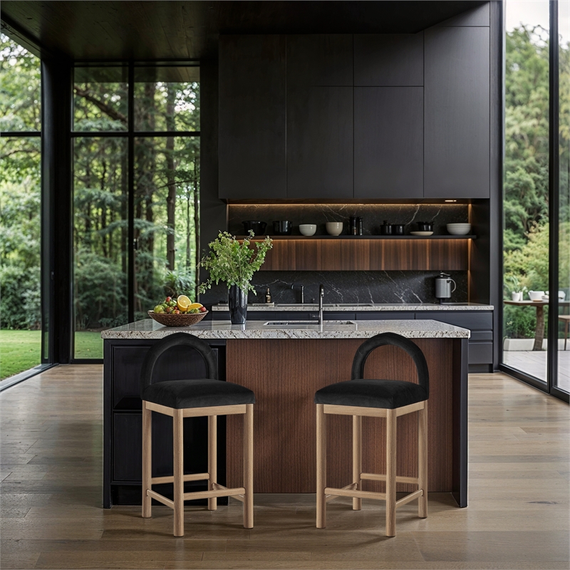 Meridian Furniture Conrad Black Velvet Counter Stool