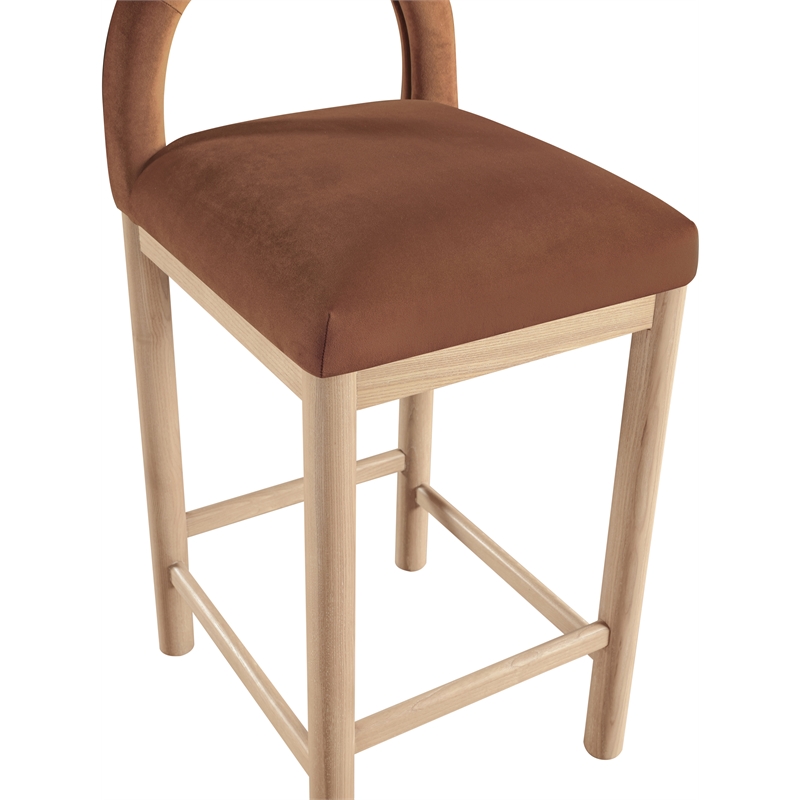Meridian Furniture Conrad Cognac Velvet Counter Stool