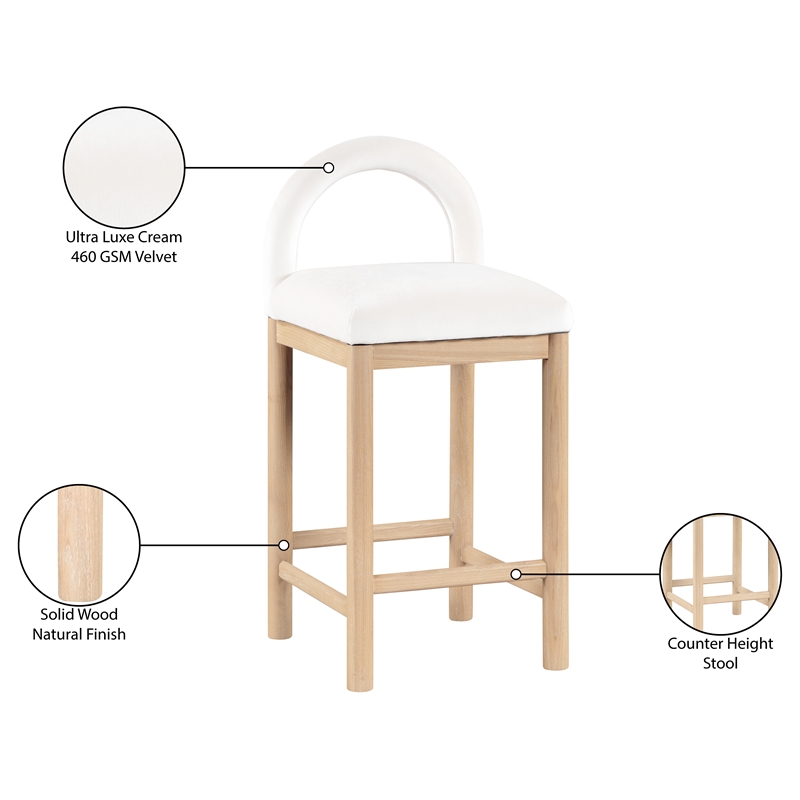 Meridian Furniture Conrad Cream Velvet Counter Stool