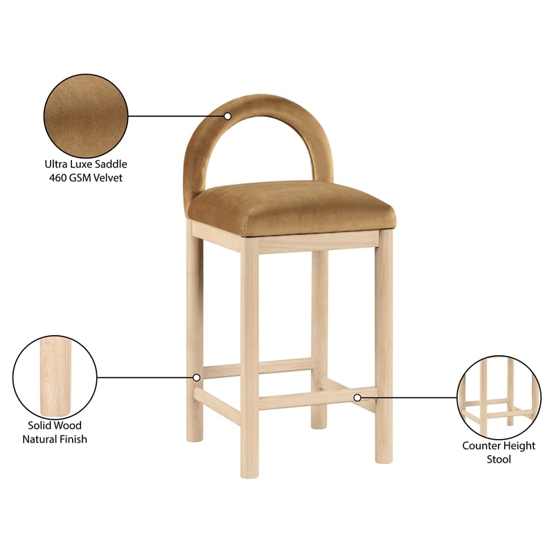 Meridian Furniture Conrad Saddle Velvet Counter Stool