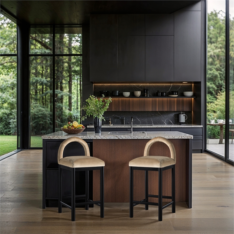 Meridian Furniture Conrad Beige Velvet Counter Stool