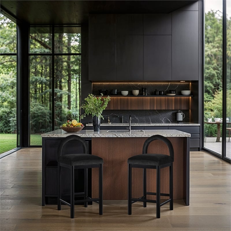 Meridian Furniture Conrad Black Velvet Counter Stool