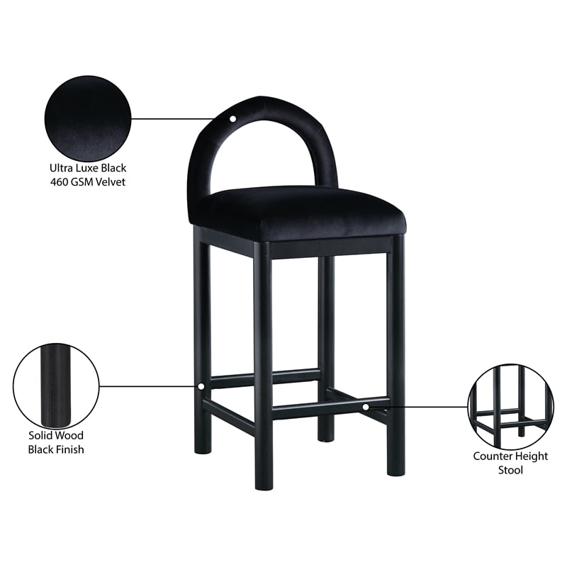 Meridian Furniture Conrad Black Velvet Counter Stool