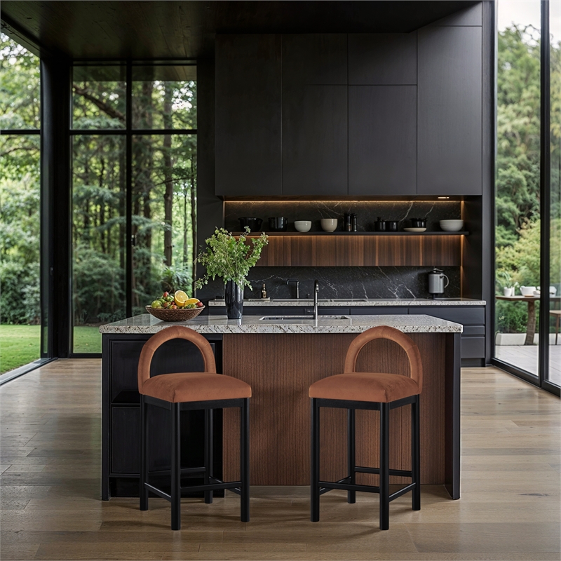 Meridian Furniture Conrad Cognac Velvet Counter Stool