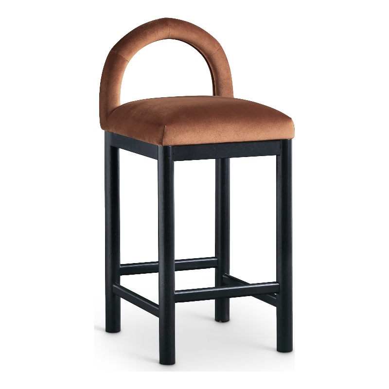 Meridian Furniture Conrad Cognac Velvet Counter Stool