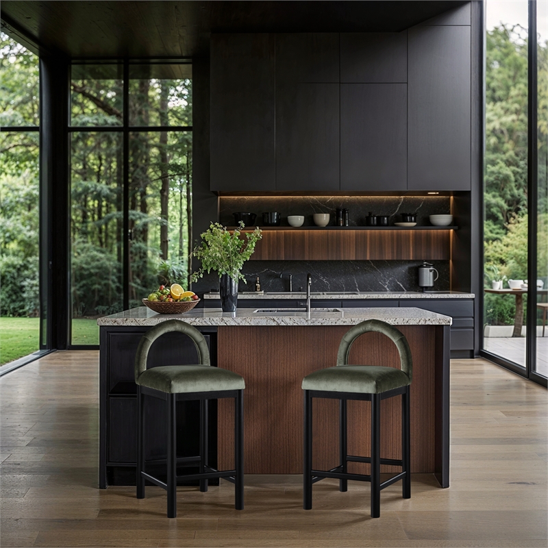 Meridian Furniture Conrad Green Velvet Counter Stool