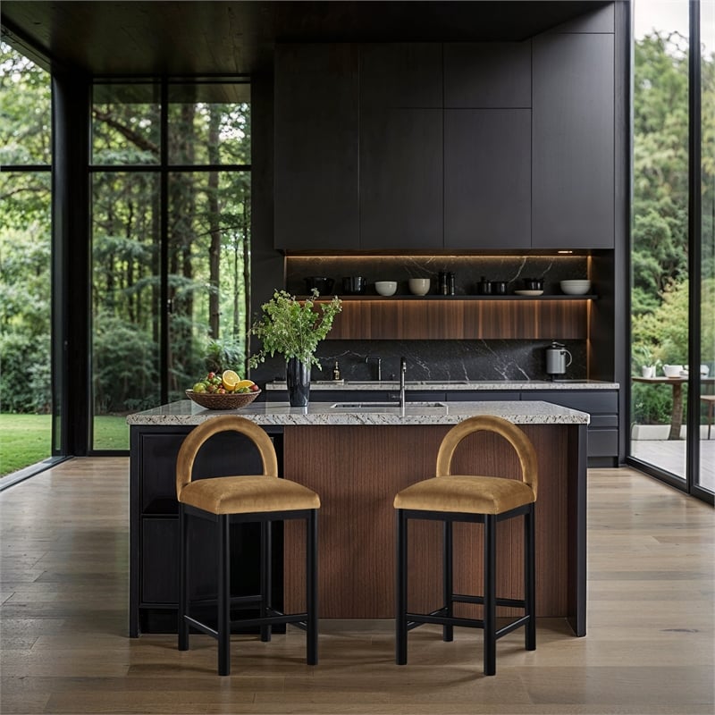 Meridian Furniture Conrad Saddle Velvet Counter Stool