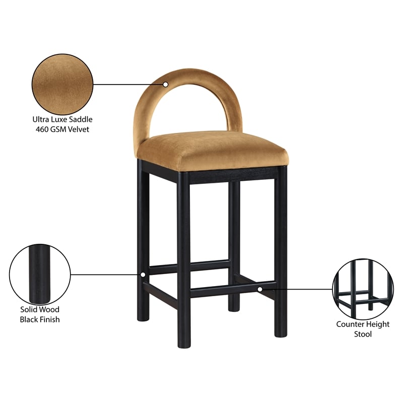 Meridian Furniture Conrad Saddle Velvet Counter Stool