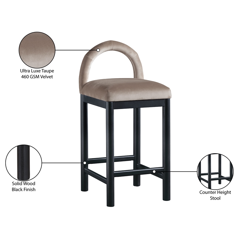 Meridian Furniture Conrad Taupe Velvet Counter Stool