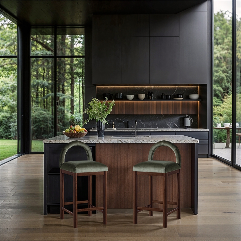 Meridian Furniture Conrad Green Velvet Counter Stool