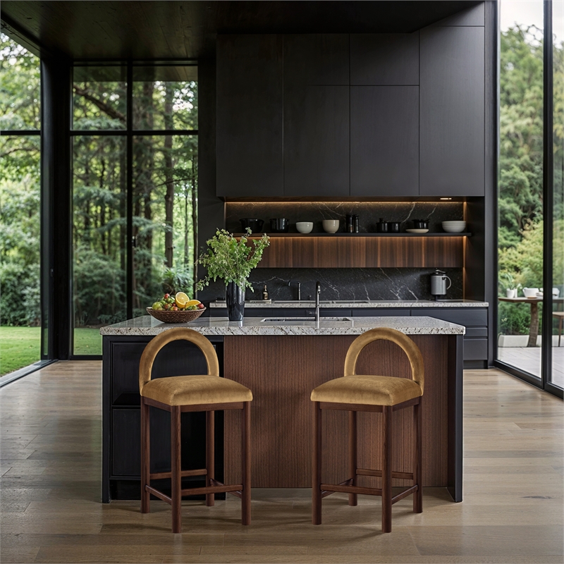 Meridian Furniture Conrad Saddle Velvet Counter Stool