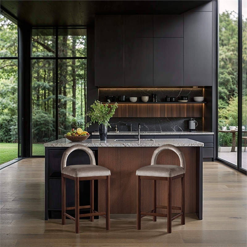 Meridian Furniture Conrad Taupe Velvet Counter Stool