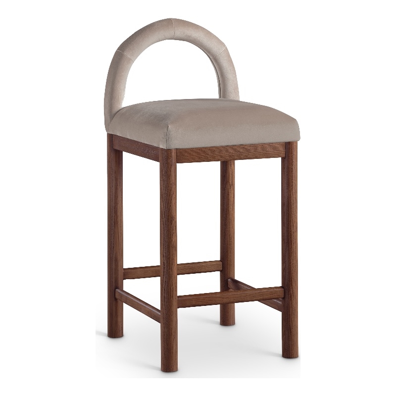 Meridian Furniture Conrad Taupe Velvet Counter Stool