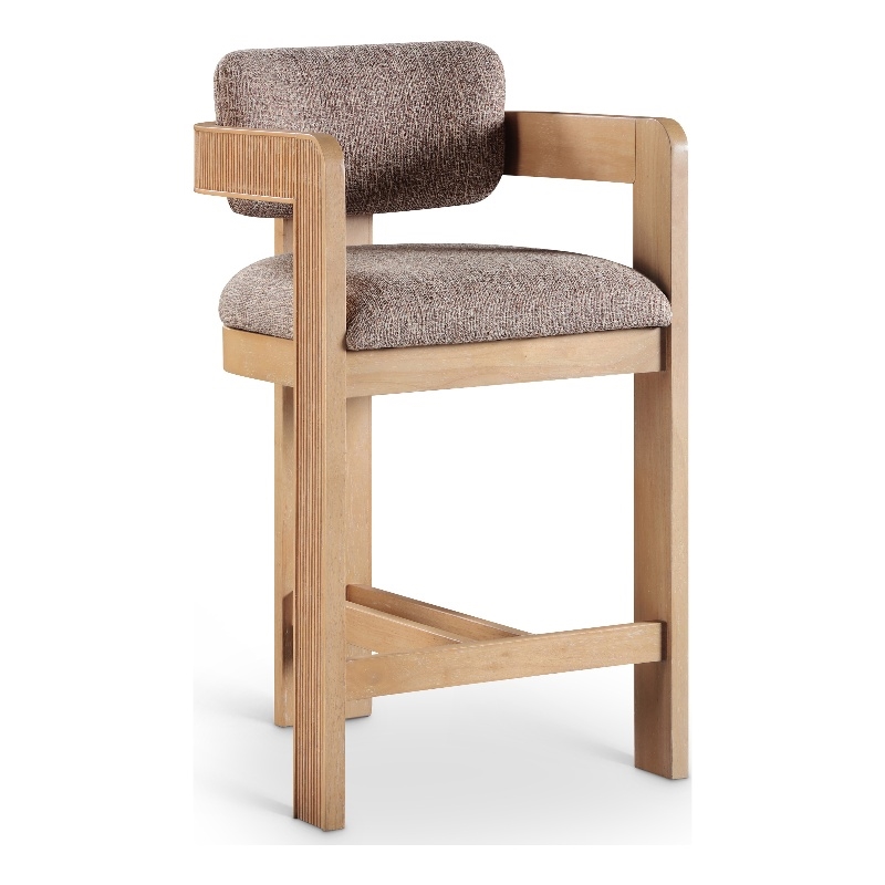 Meridian Furniture Sacha Brown Linen Textured Fabric Stool