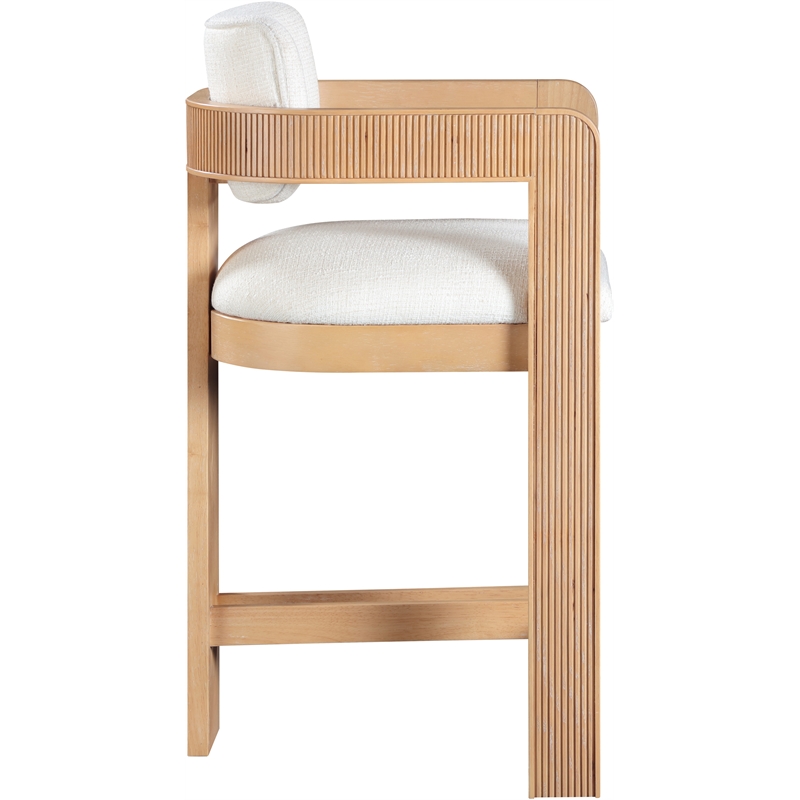 Meridian Furniture Sacha Cream Linen Textured Fabric Stool