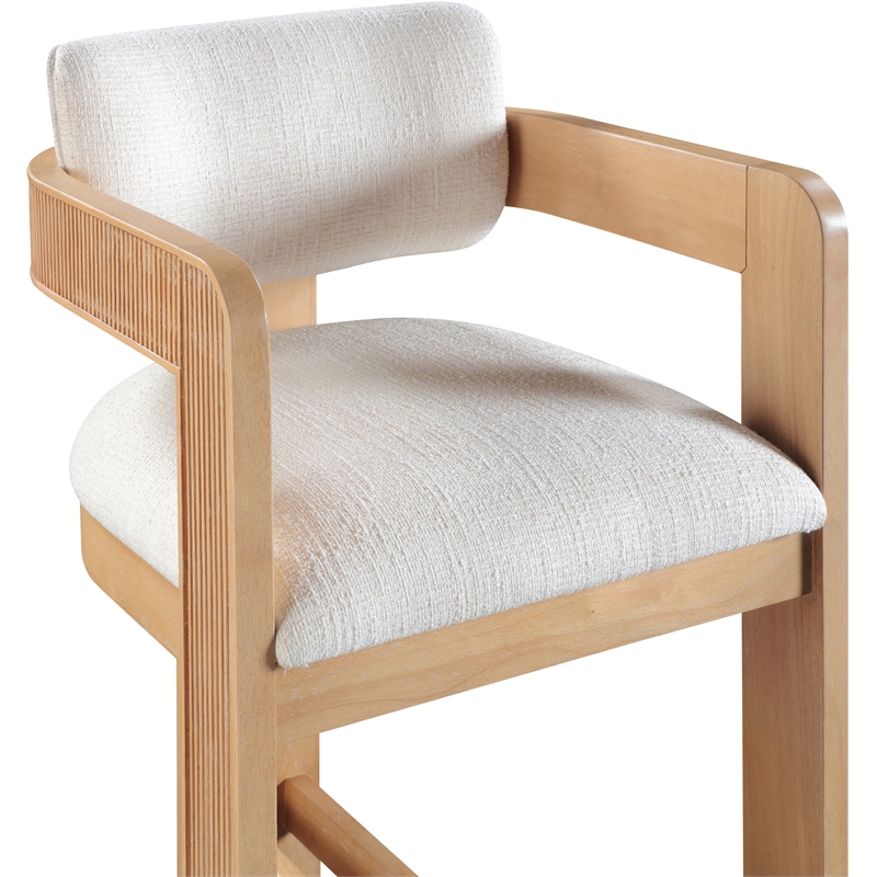 Meridian Furniture Sacha Cream Linen Textured Fabric Stool