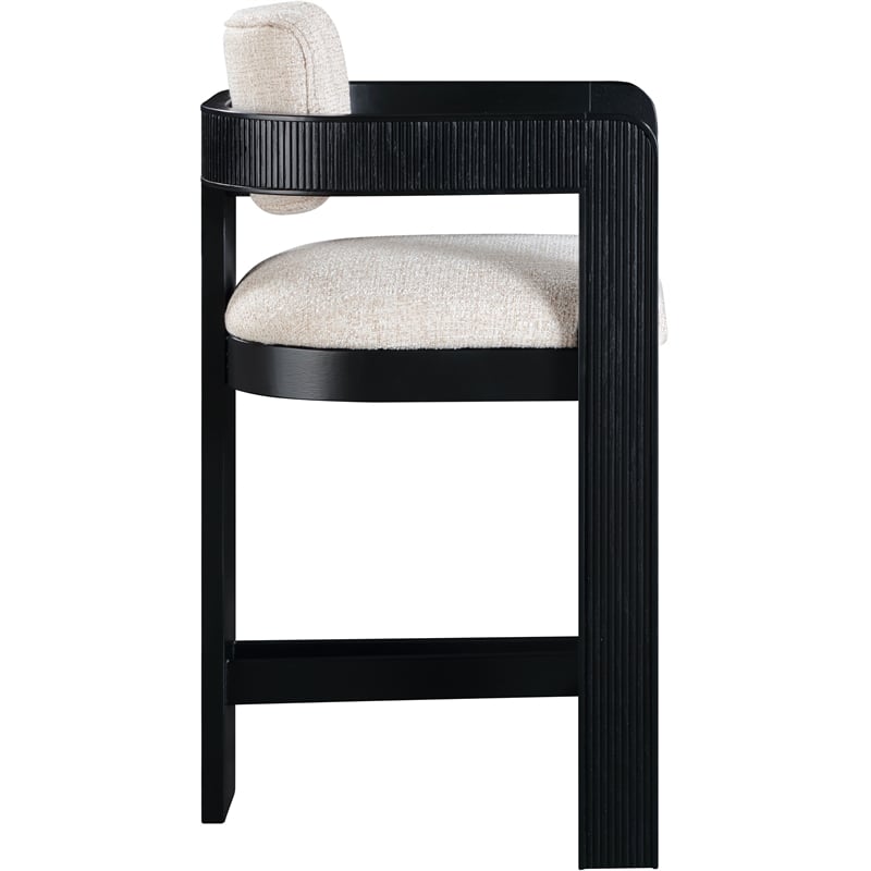Meridian Furniture Sacha Beige Linen Textured Fabric Stool