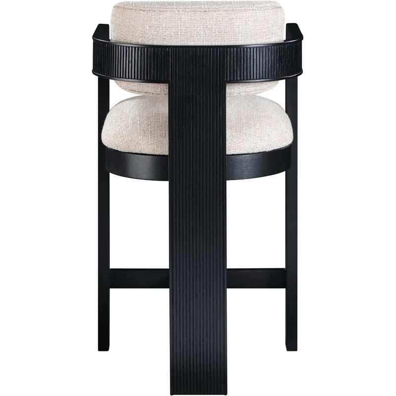 Meridian Furniture Sacha Beige Linen Textured Fabric Stool