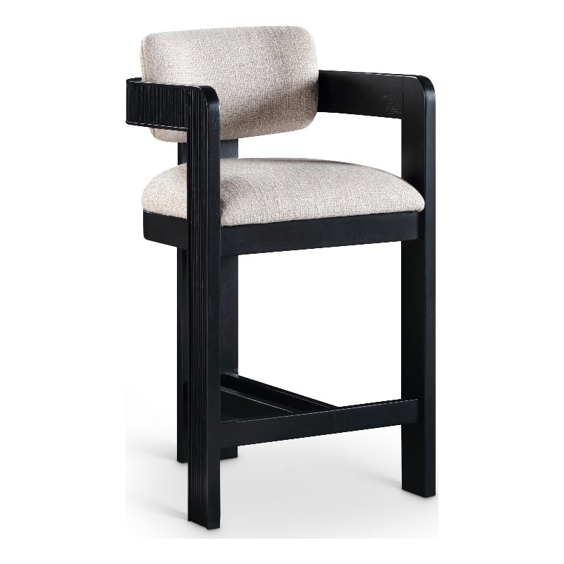 Meridian Furniture Sacha Beige Linen Textured Fabric Stool