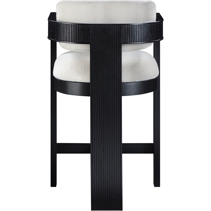 Meridian Furniture Sacha Cream Linen Textured Fabric Stool