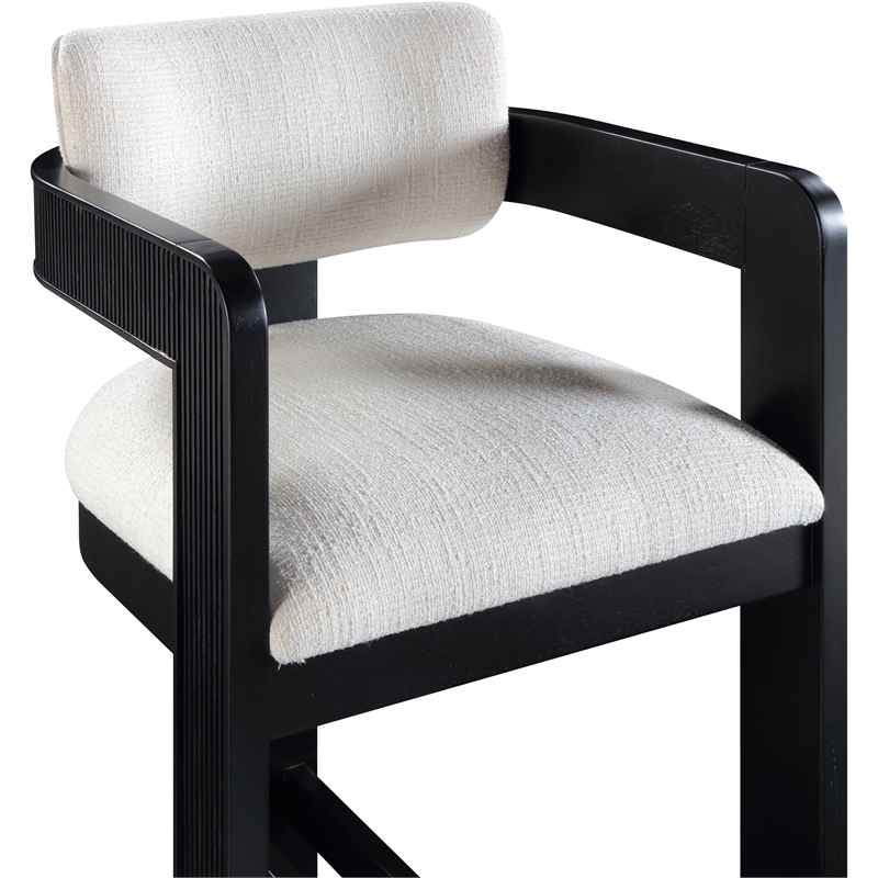 Meridian Furniture Sacha Cream Linen Textured Fabric Stool