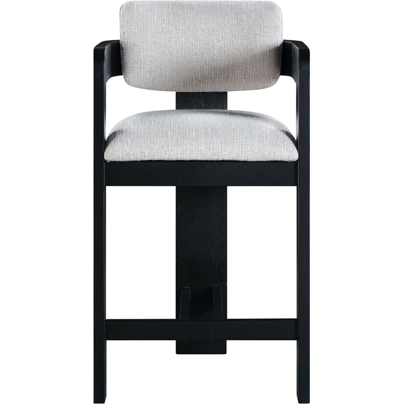 Meridian Furniture Sacha Grey Linen Textured Fabric Stool