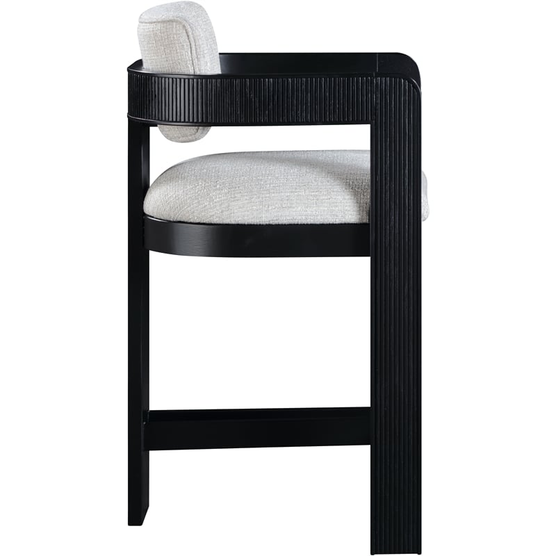Meridian Furniture Sacha Grey Linen Textured Fabric Stool