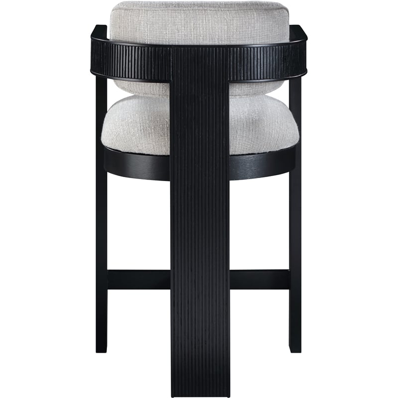 Meridian Furniture Sacha Grey Linen Textured Fabric Stool