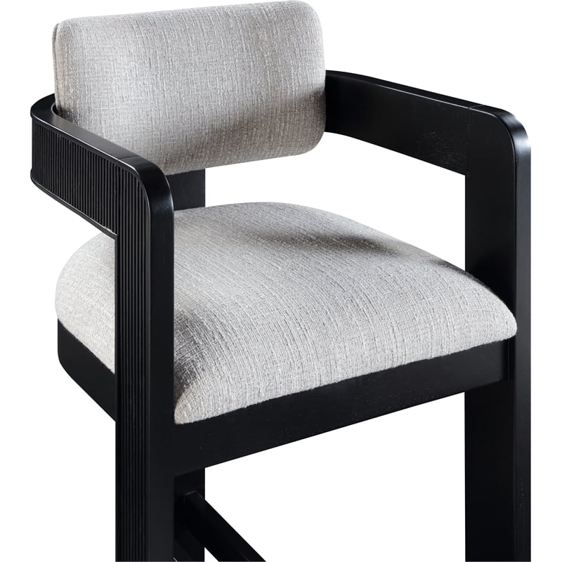 Meridian Furniture Sacha Grey Linen Textured Fabric Stool