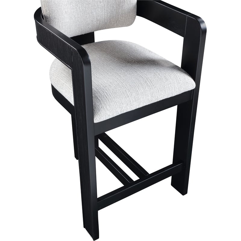 Meridian Furniture Sacha Grey Linen Textured Fabric Stool
