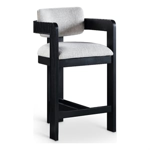 Meridian Furniture Sacha Grey Linen Textured Fabric Stool