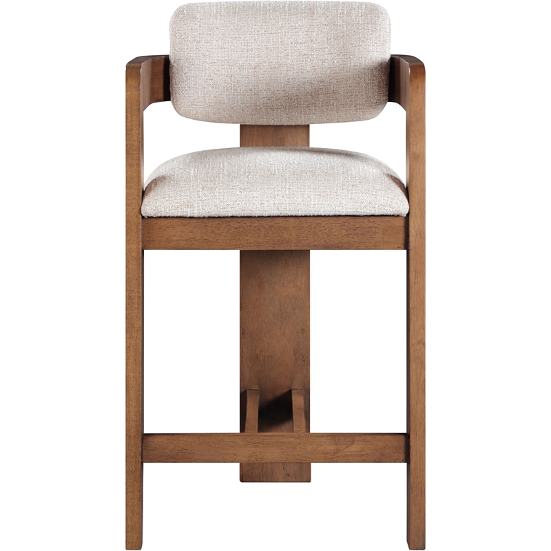 Meridian Furniture Sacha Beige Linen Textured Fabric Stool
