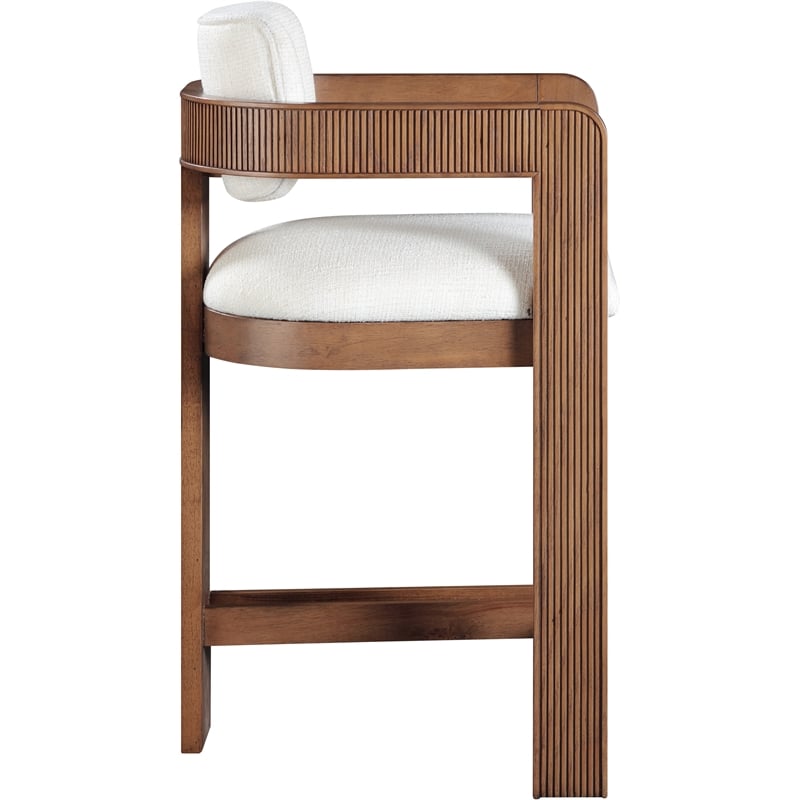 Meridian Furniture Sacha Cream Linen Textured Fabric Stool