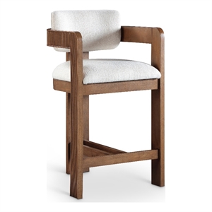 Meridian Furniture Sacha Cream Linen Textured Fabric Stool