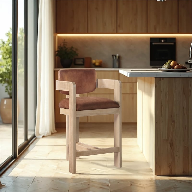 Meridian Furniture Sacha Cognac Velvet Stool