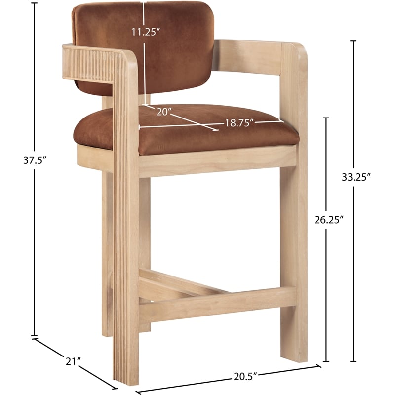 Meridian Furniture Sacha Cognac Velvet Stool