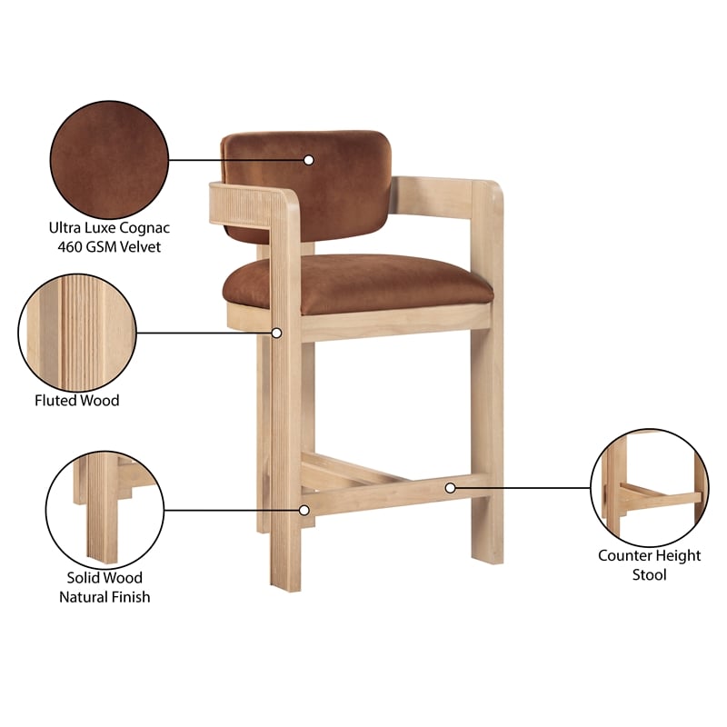 Meridian Furniture Sacha Cognac Velvet Stool