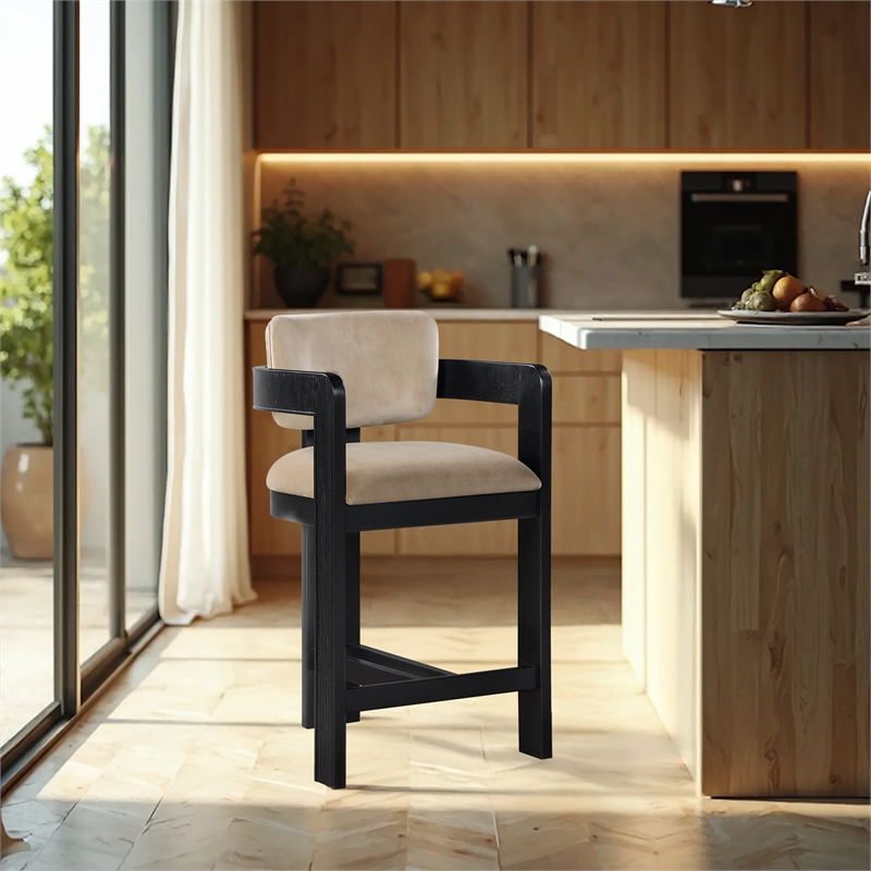 Meridian Furniture Sacha Beige Velvet Stool