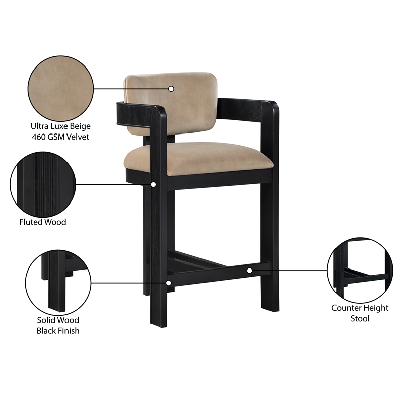 Meridian Furniture Sacha Beige Velvet Stool