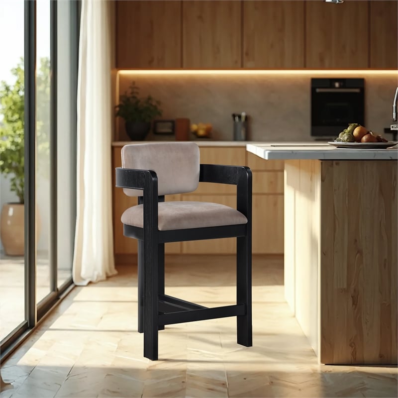 Meridian Furniture Sacha Taupe Velvet Stool