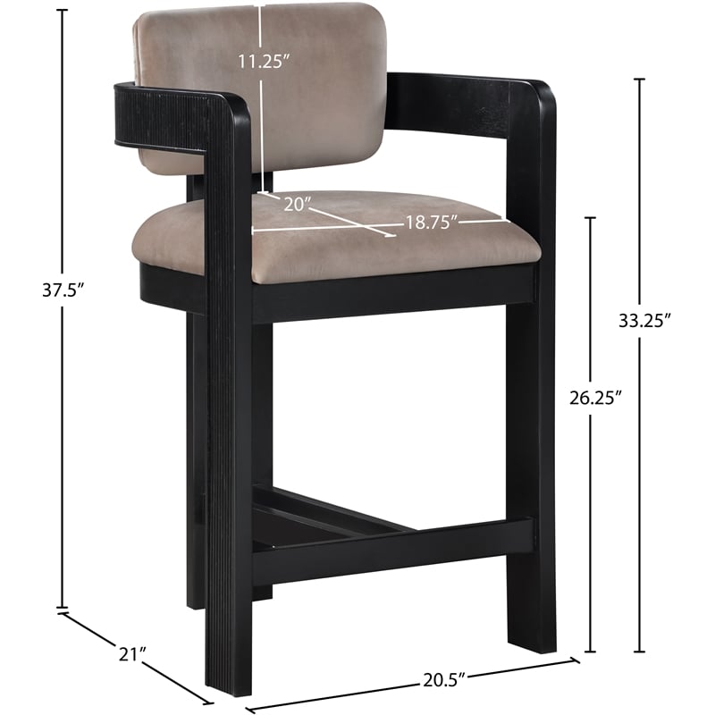 Meridian Furniture Sacha Taupe Velvet Stool