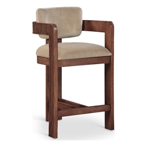 Meridian Furniture Sacha Beige Velvet Stool