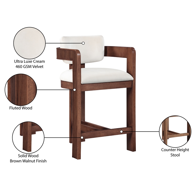 Meridian Furniture Sacha Cream Velvet Stool
