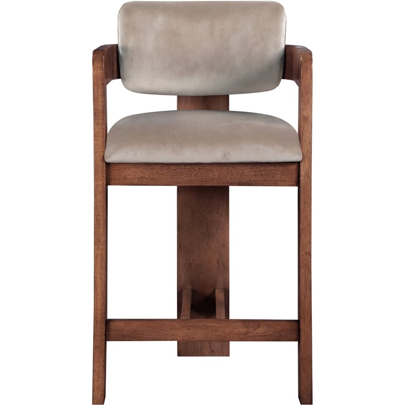 Meridian Furniture Sacha Taupe Velvet Stool