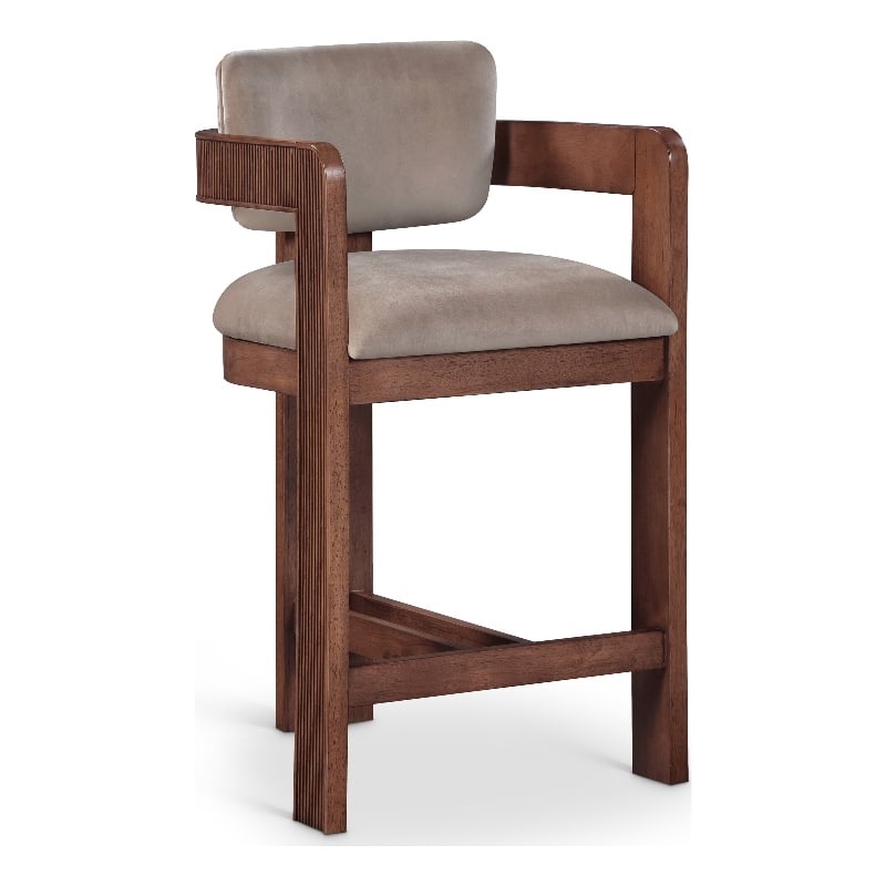 Meridian Furniture Sacha Taupe Velvet Stool